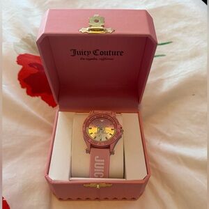 Juicy Couture Pink Silicone Strap Women's Watch with Gold Dial Accents NWT